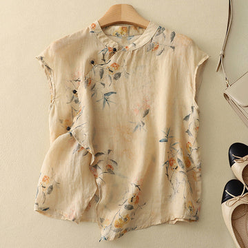 Diana - Sleeveless Floral Pattern Top