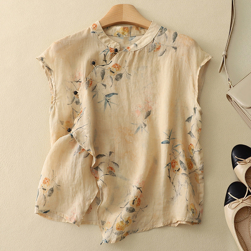 Diana - Sleeveless Floral Pattern Top