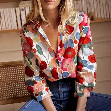 Tina - Chic Floral Blouse with Long Sleeves