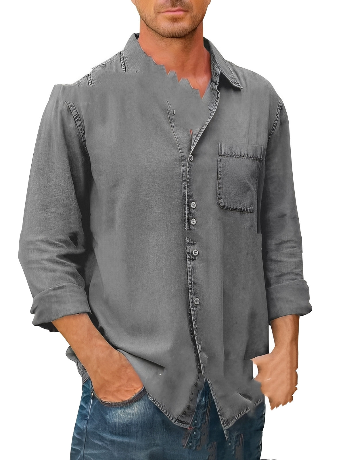 Alfie - Long-Sleeve Shirt with Washed Look