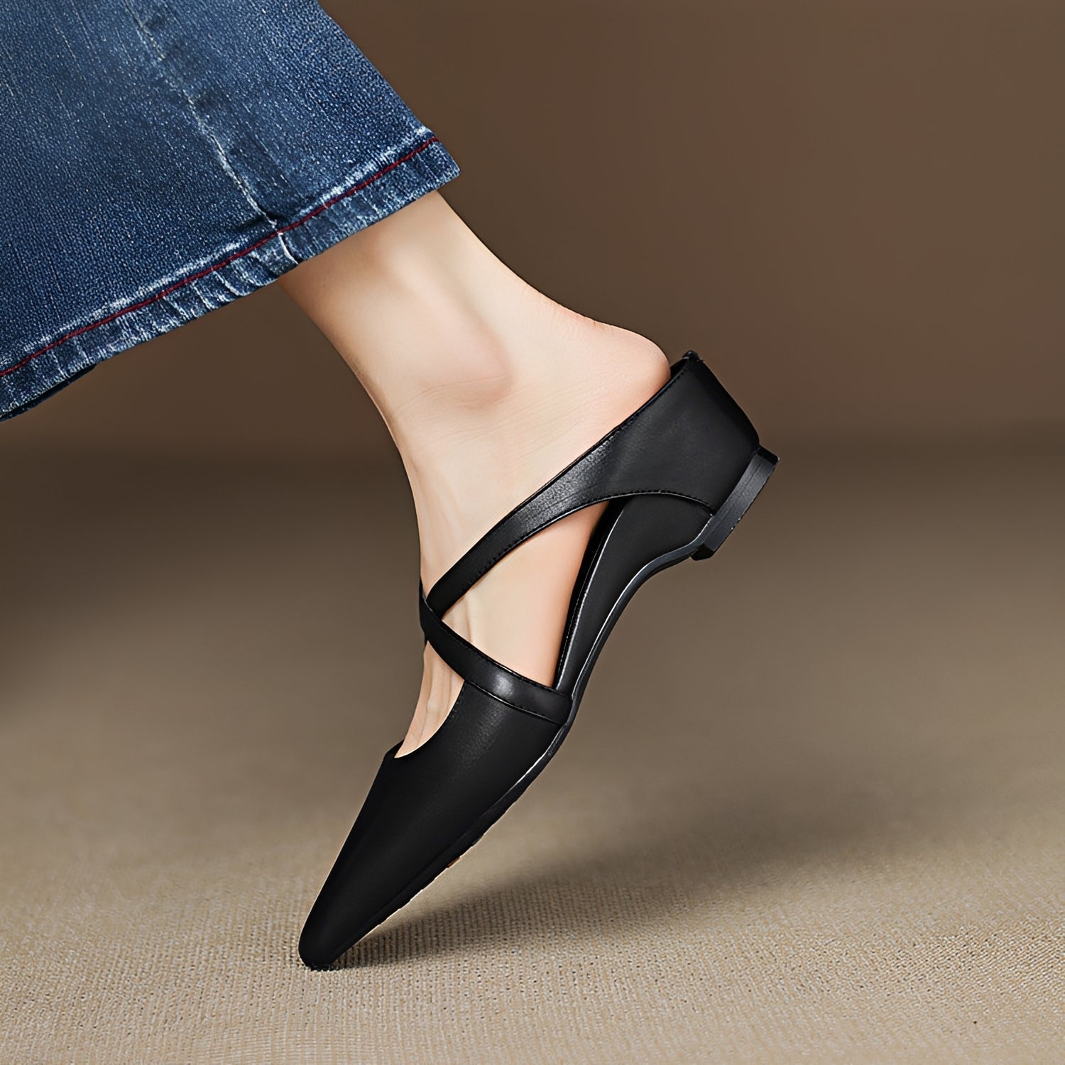 Riley - Fashionable Washed Flat Mules