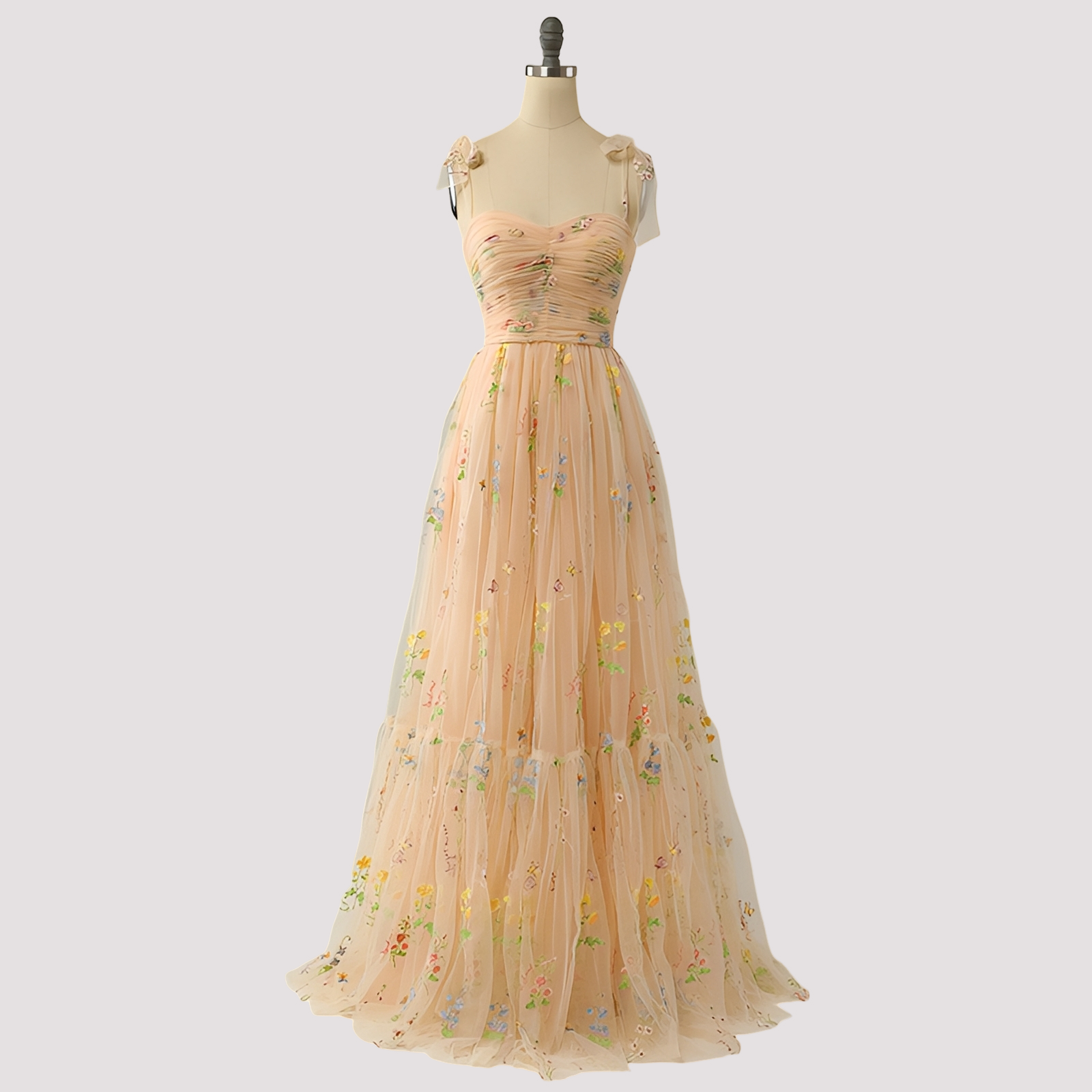 Livia - Elegant Ball Gown with Floral Embroidery