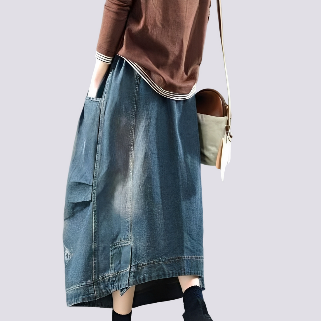 Fiona - Classic patchwork denim skirt for women