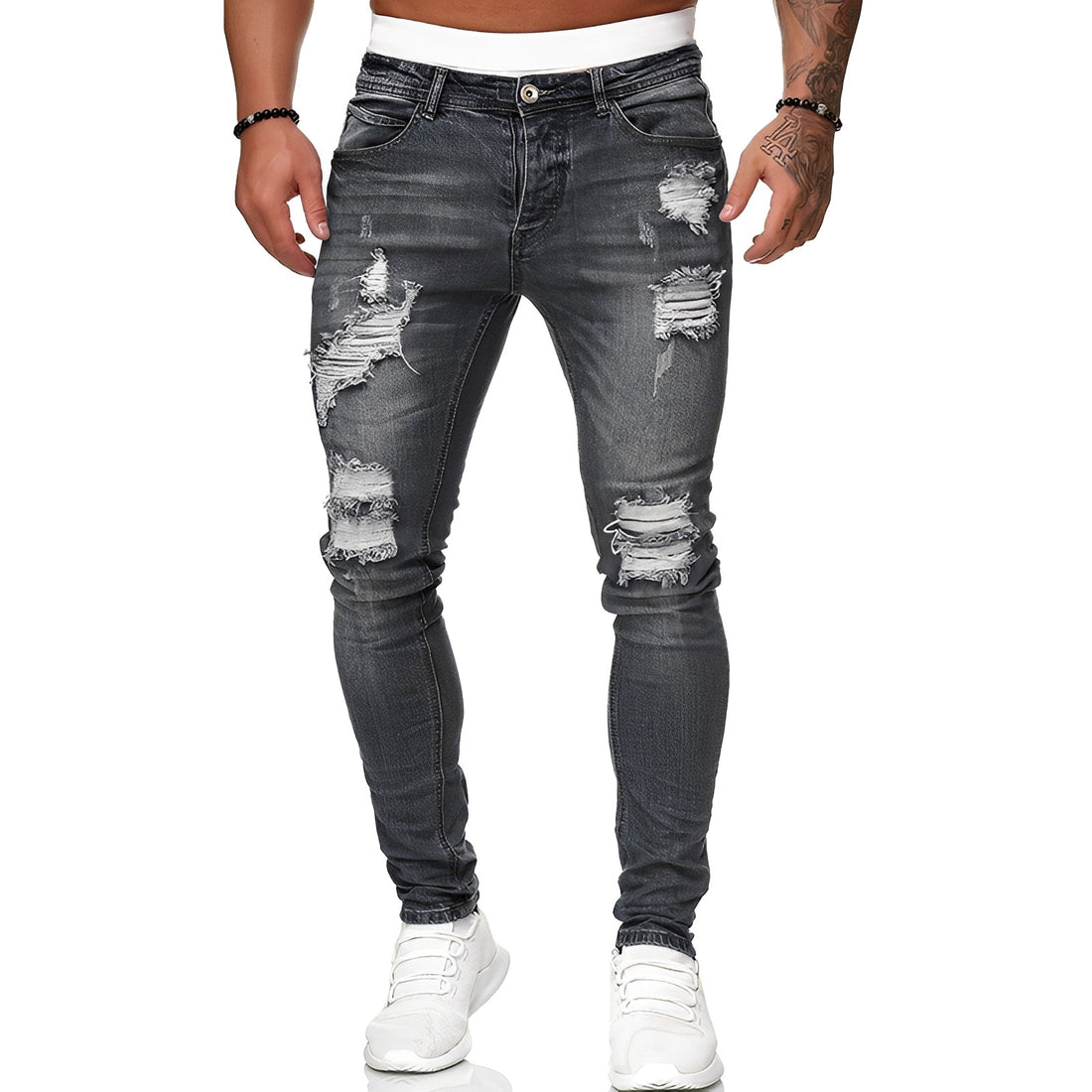 Annie - Men's fashionable distressed slim-fit jeans