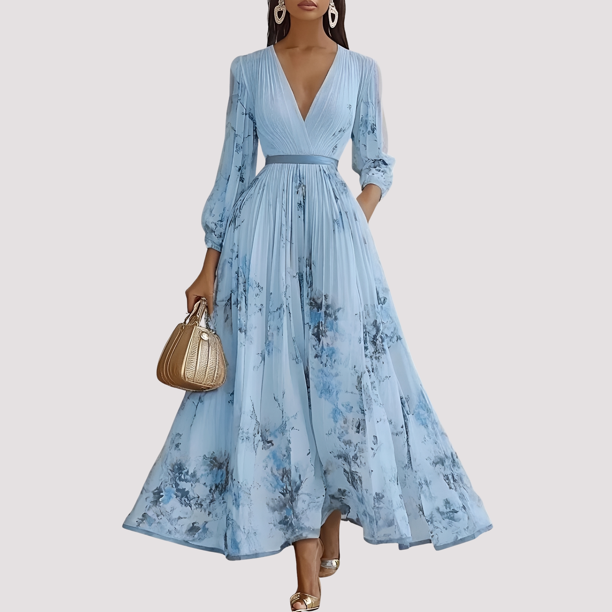 Leah - Floral Long Sleeve Midi Dress