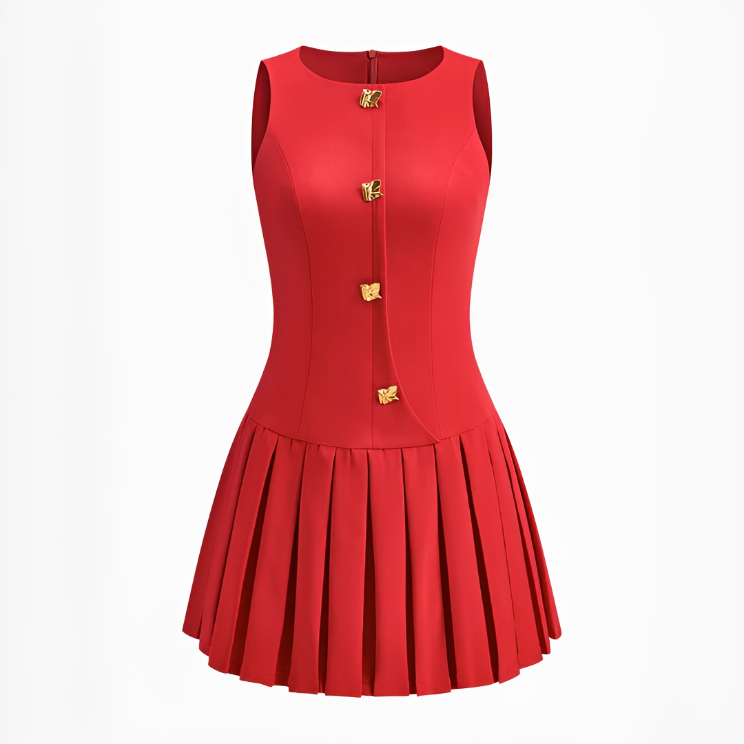 Valery - Elegant Pleated Mini Dress