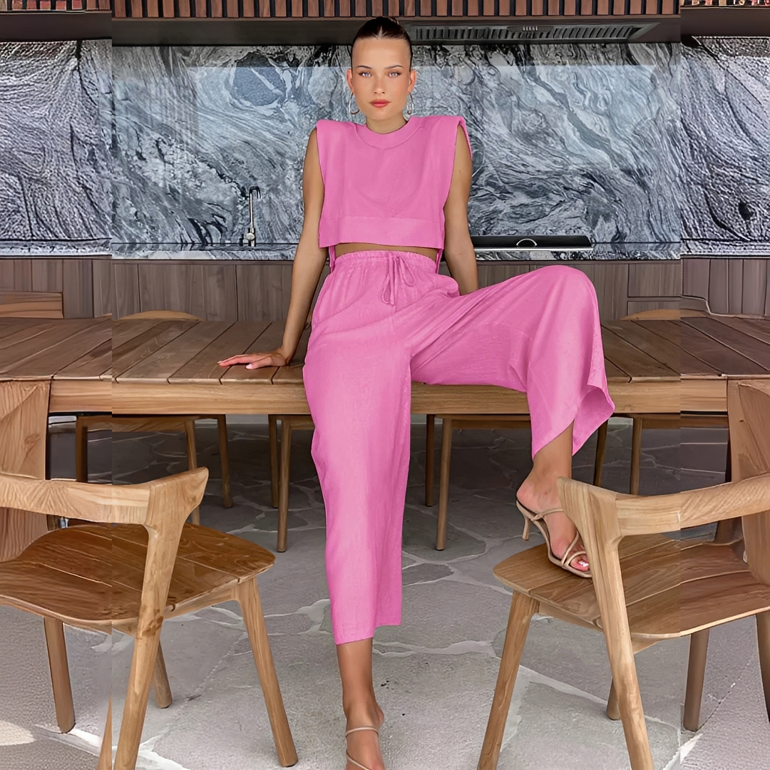 Meavel - Trendy wide-leg pants and top ensemble