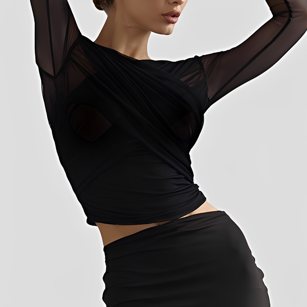 Cara - Stylish Gathered Long Sleeve Top