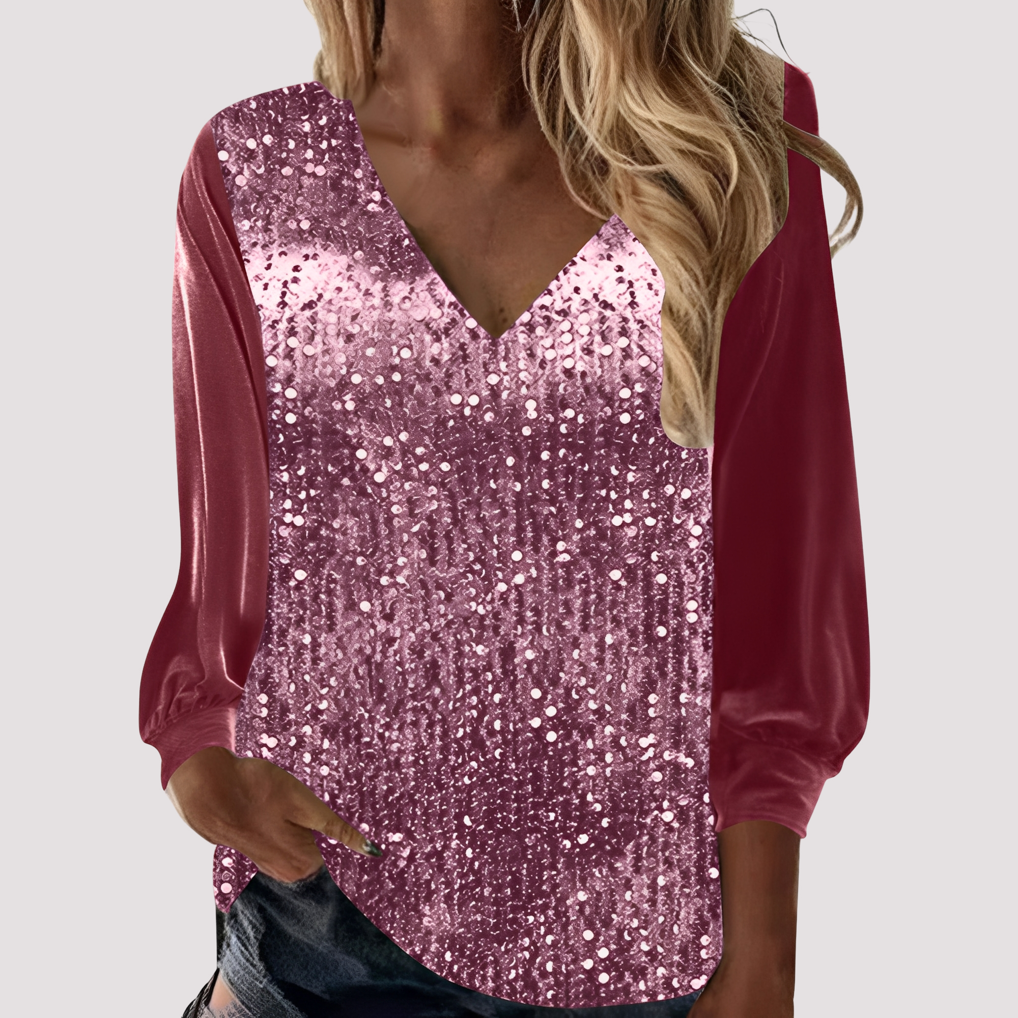 Hazel - Glittery Long-Sleeve Top