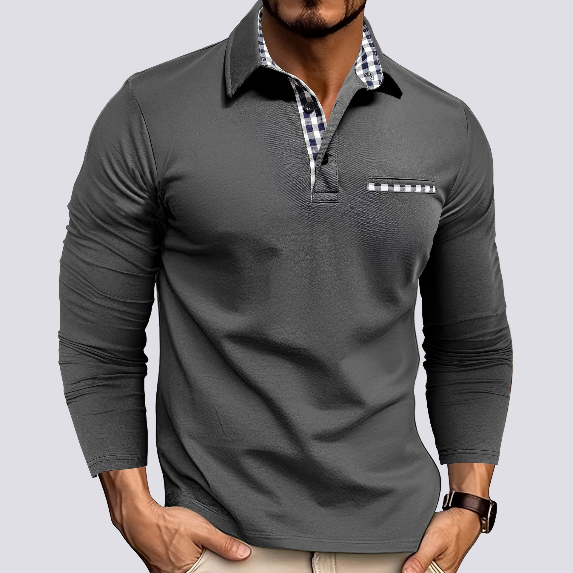 Mark – Men's polo shirt – Relaxed long-sleeve shirt