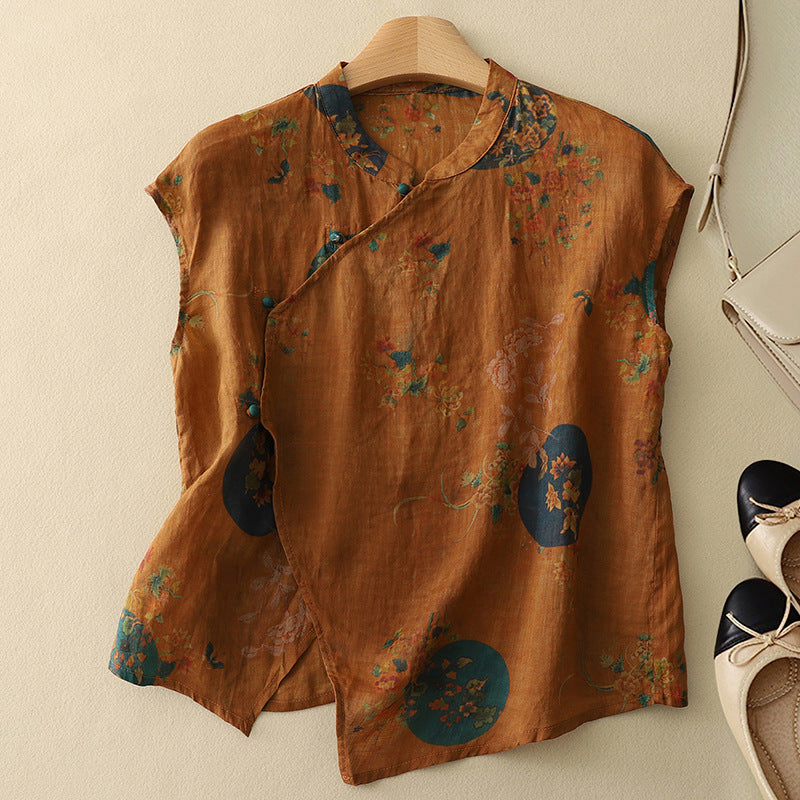 Diana - Sleeveless Floral Pattern Top