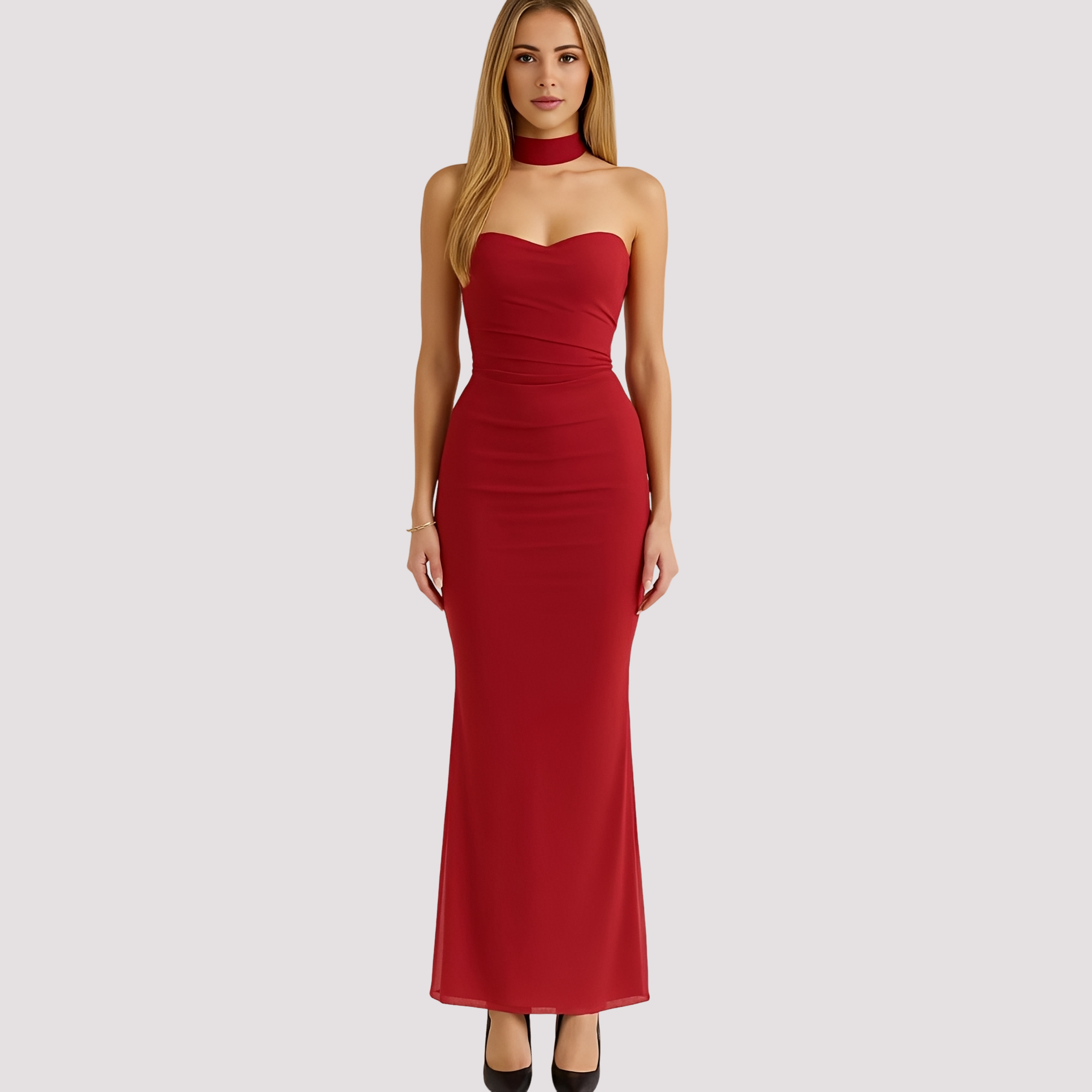 Antonia - Fashionable Curve-Flattering Neckline Dress