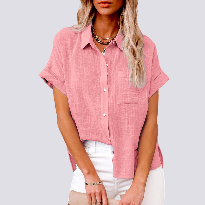 Nicole - Short Sleeve Blouse with Pockets