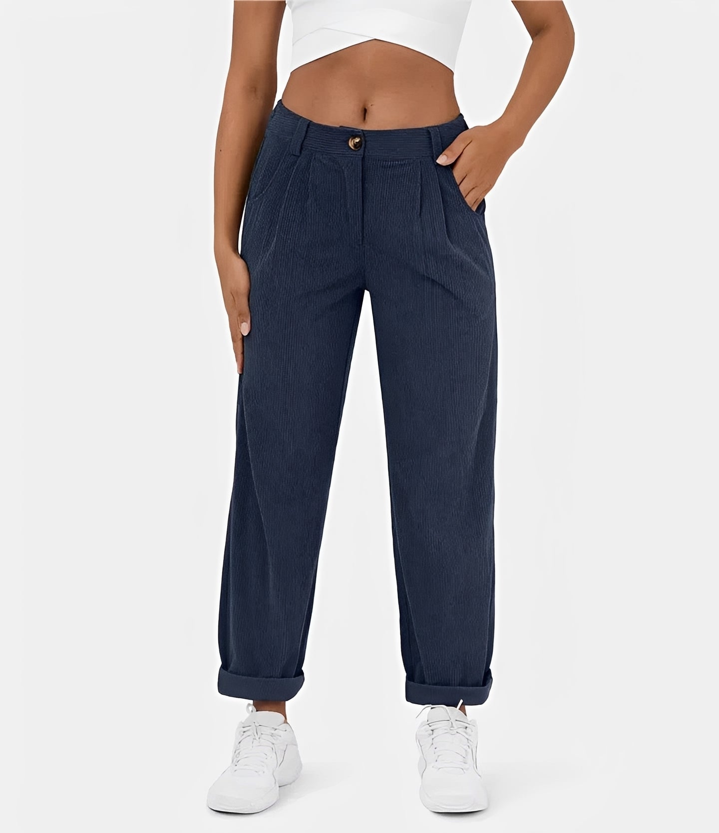 Liana - High-Waist Corduroy Casual Pants
