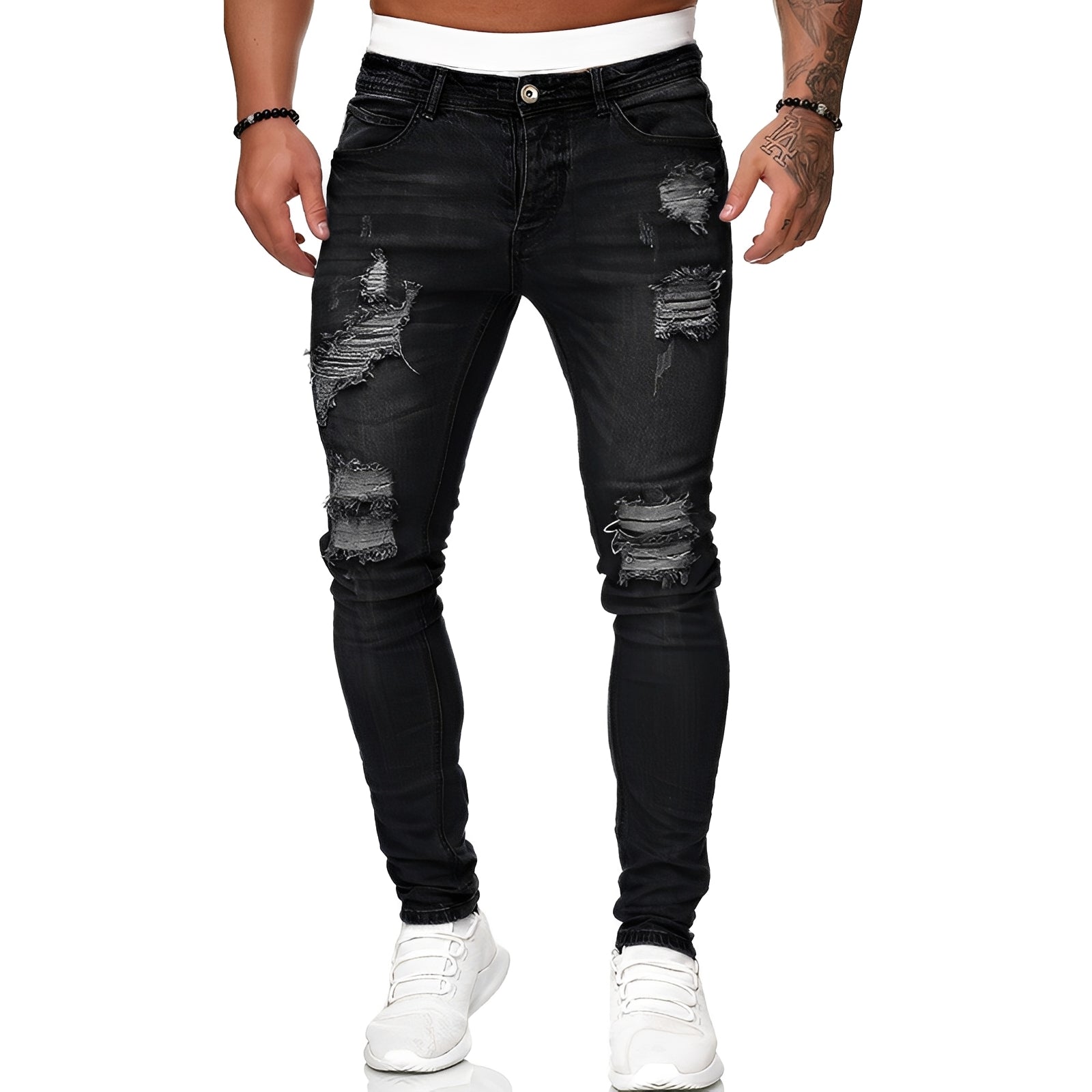 Annie - Men's fashionable distressed slim-fit jeans