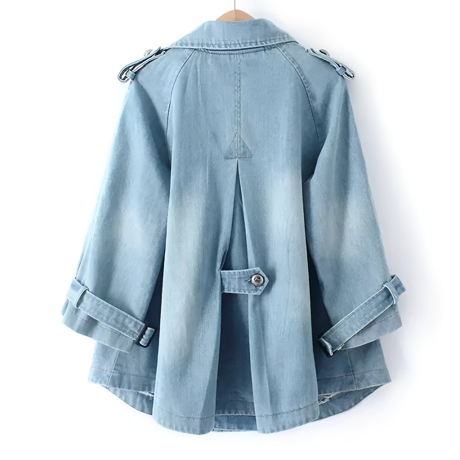 Faye - Stylish Cape Jacket in Denim