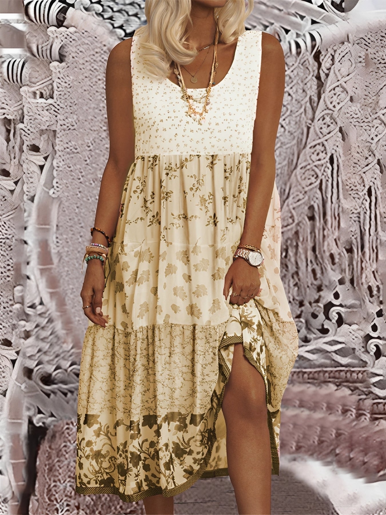 Nancy - Chic Boho Midi Dress