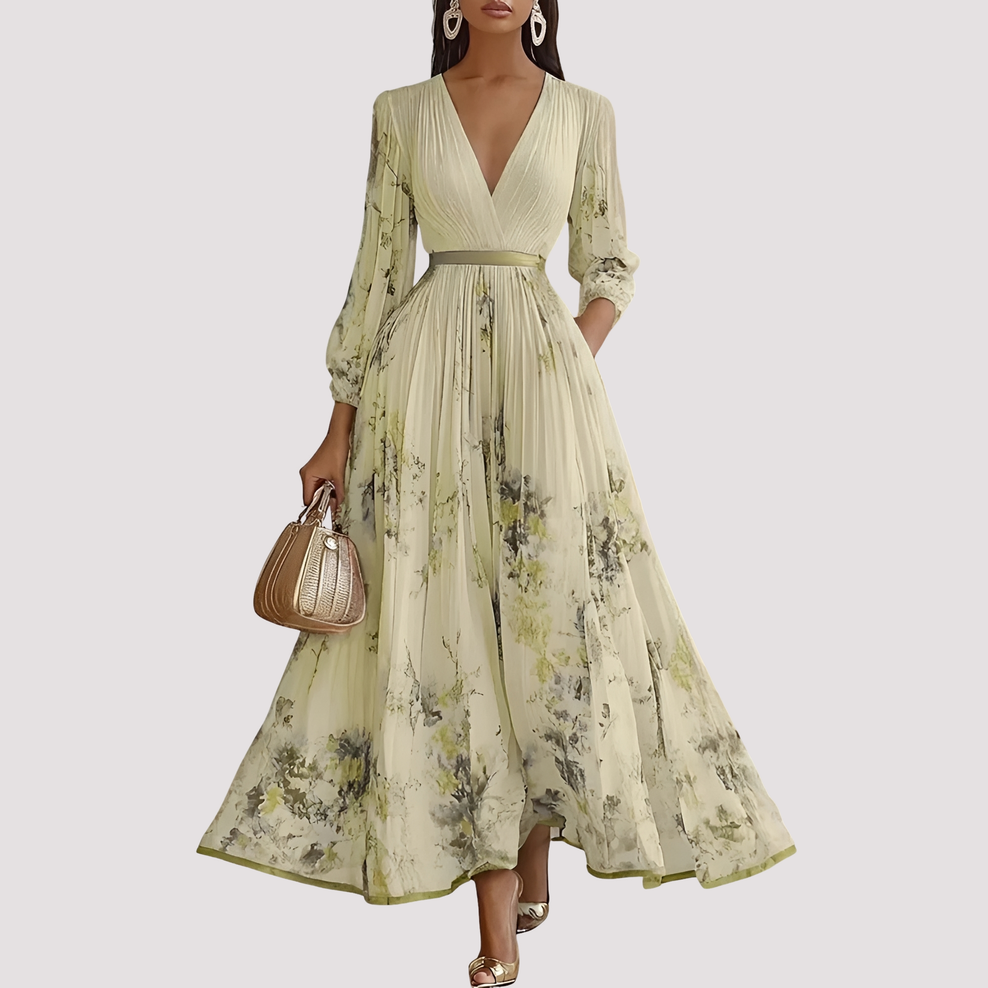 Leah - Floral Long Sleeve Midi Dress