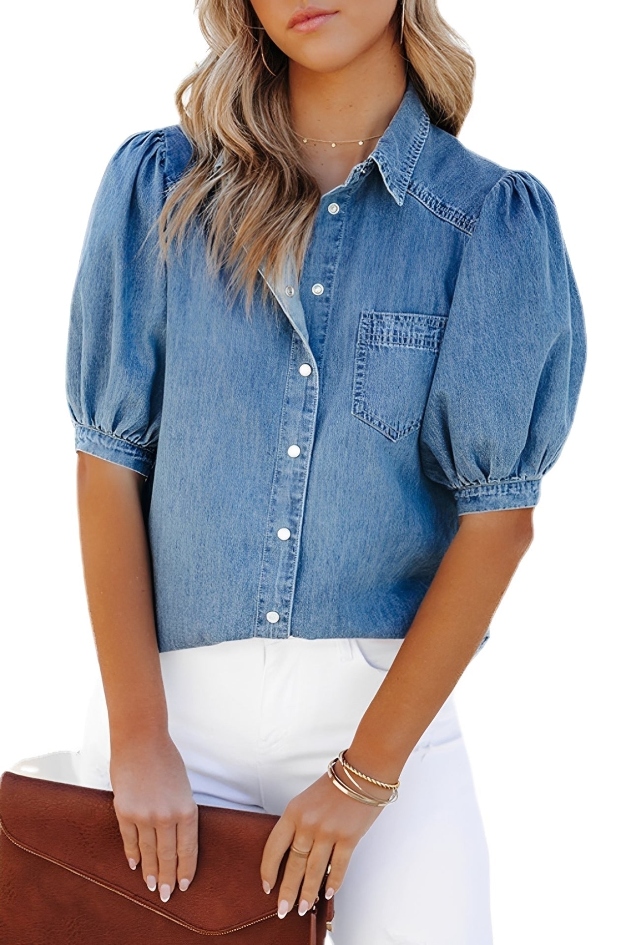 Mila - Trendy Denim Top