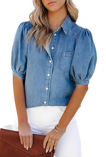 Mila - Trendy Denim Top