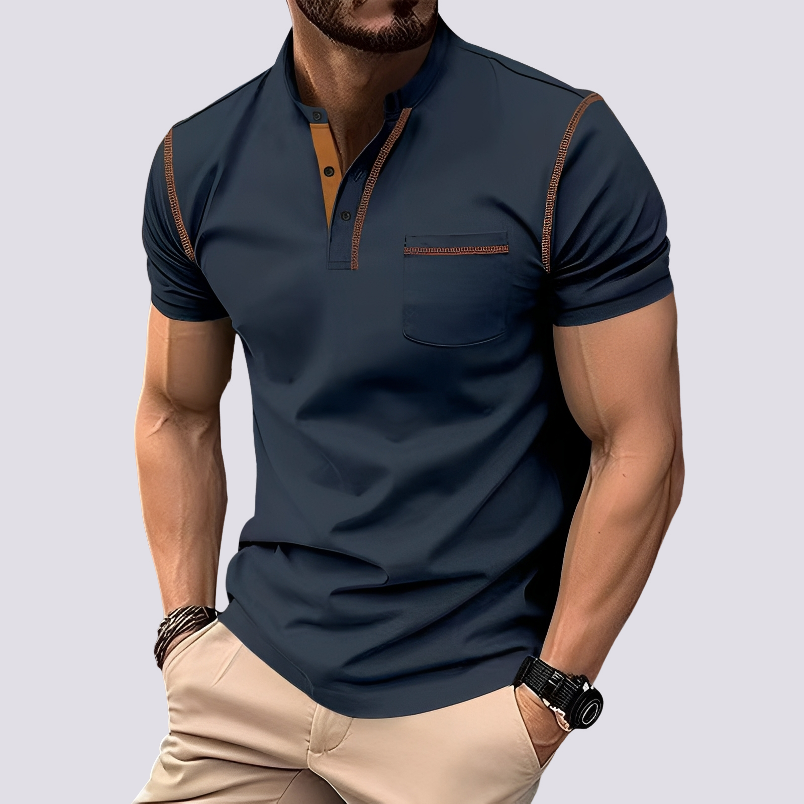 Stefan - Men's trendy, airy polo shirt