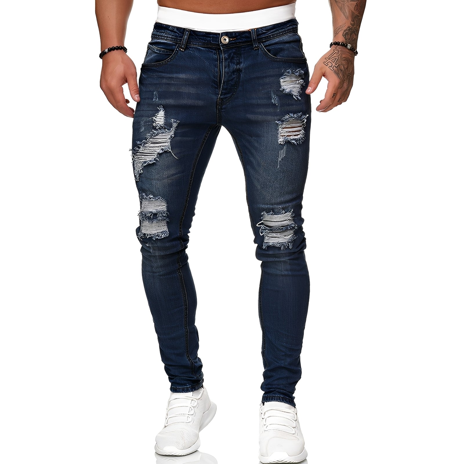 Annie - Men's fashionable distressed slim-fit jeans