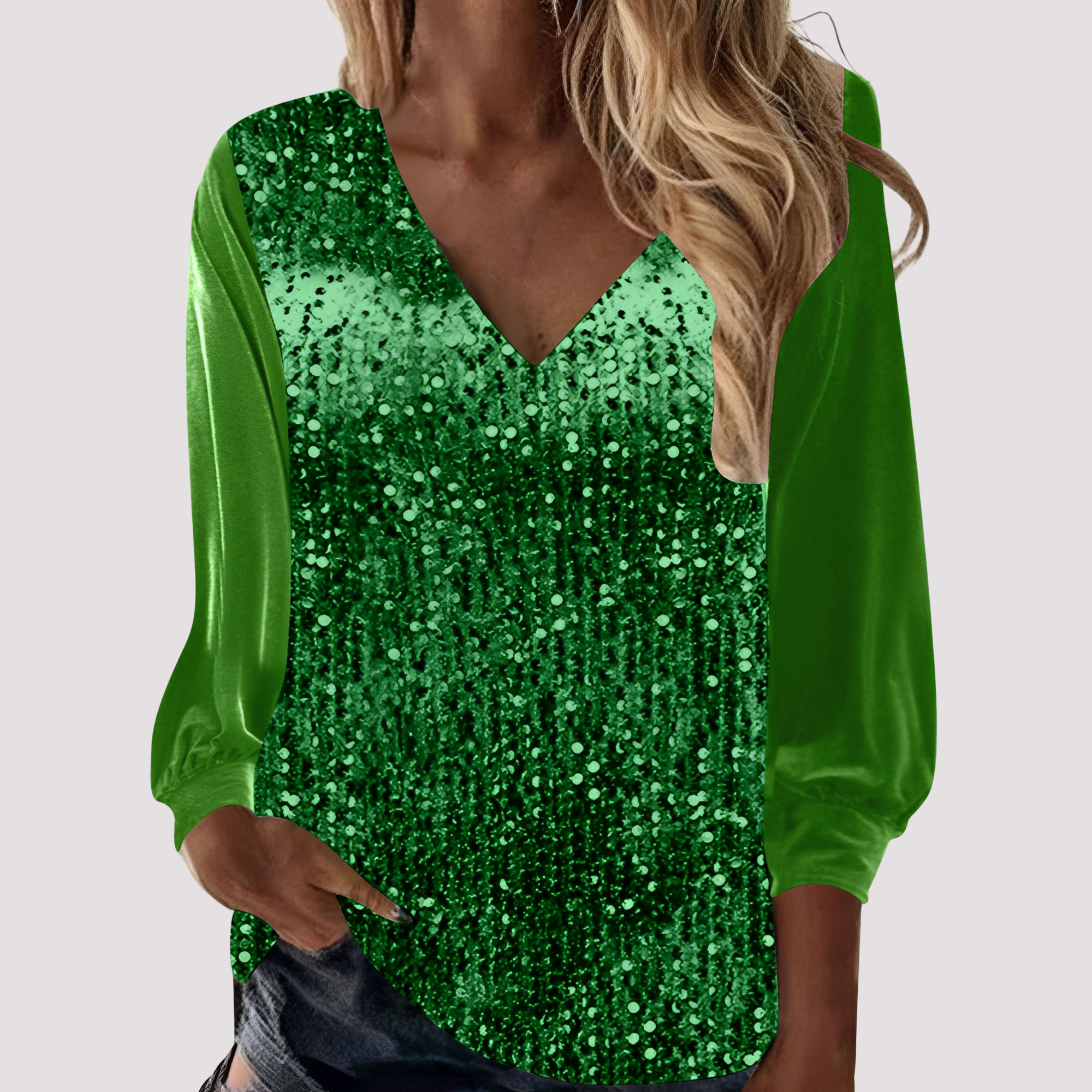 Hazel - Glittery Long-Sleeve Top