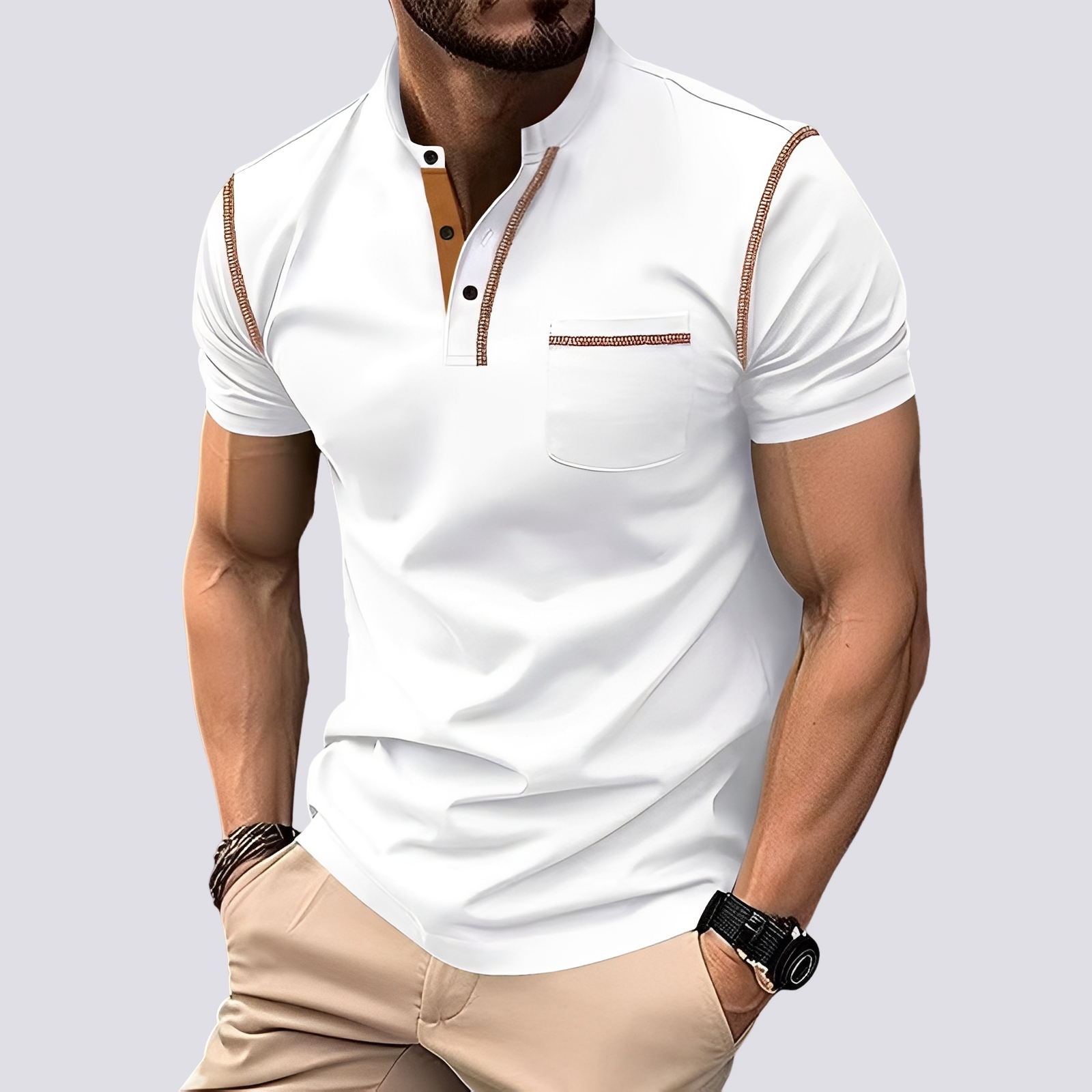 Stefan - Men's trendy, airy polo shirt