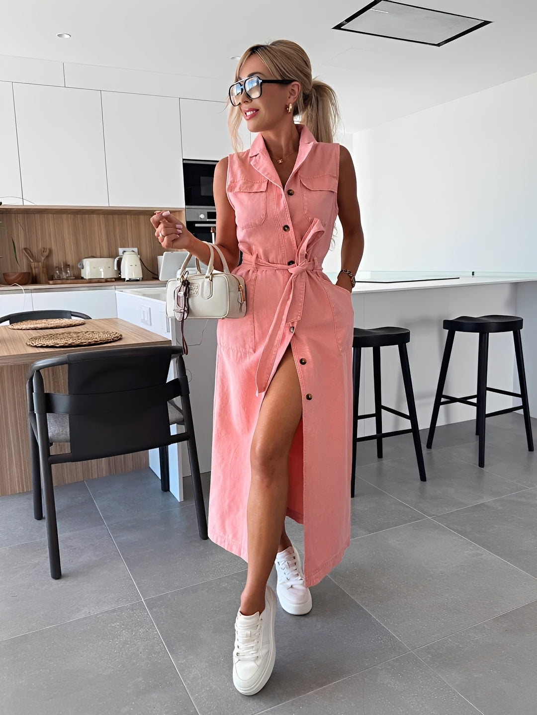 Steph - Trendy Denim Midi Dress