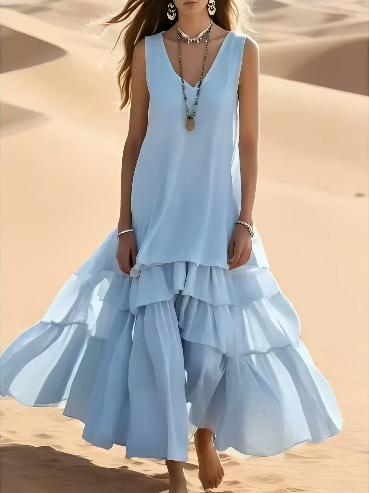 Mollie - Women's relaxed long dress with wide hem