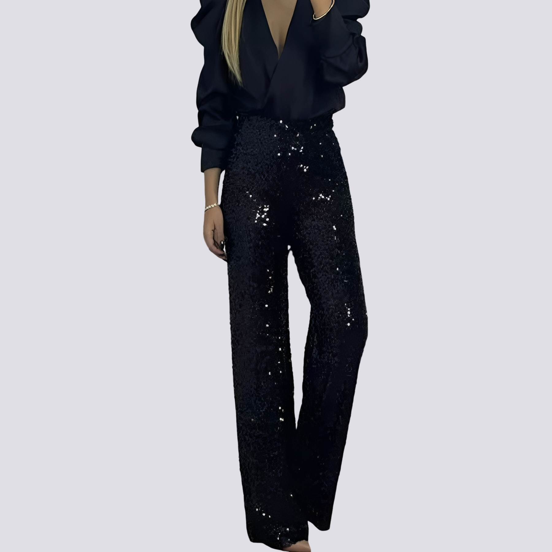 Mandy - High-Waist Sequined Pants