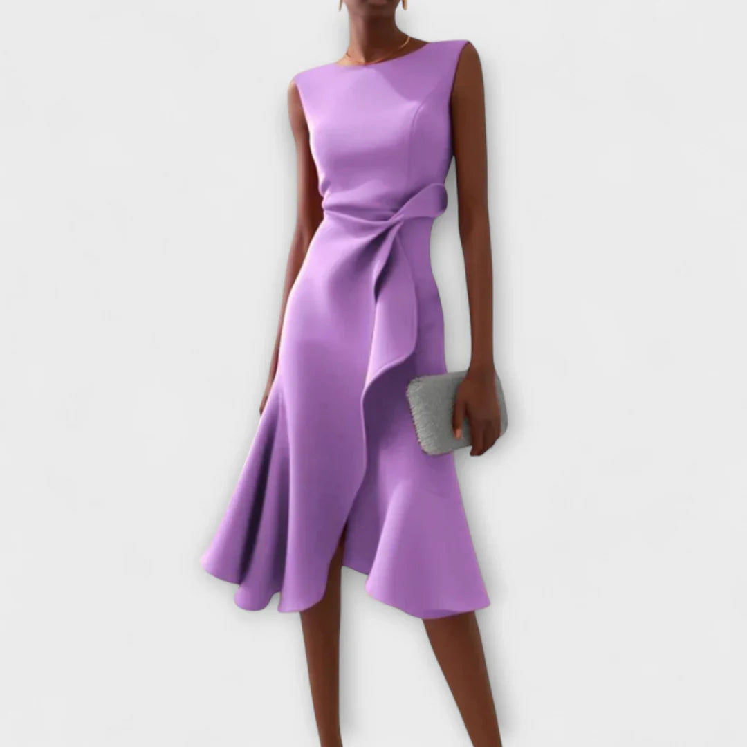 Sheila- Elegantes Damen Midi-Kleid mit Rüschendetails