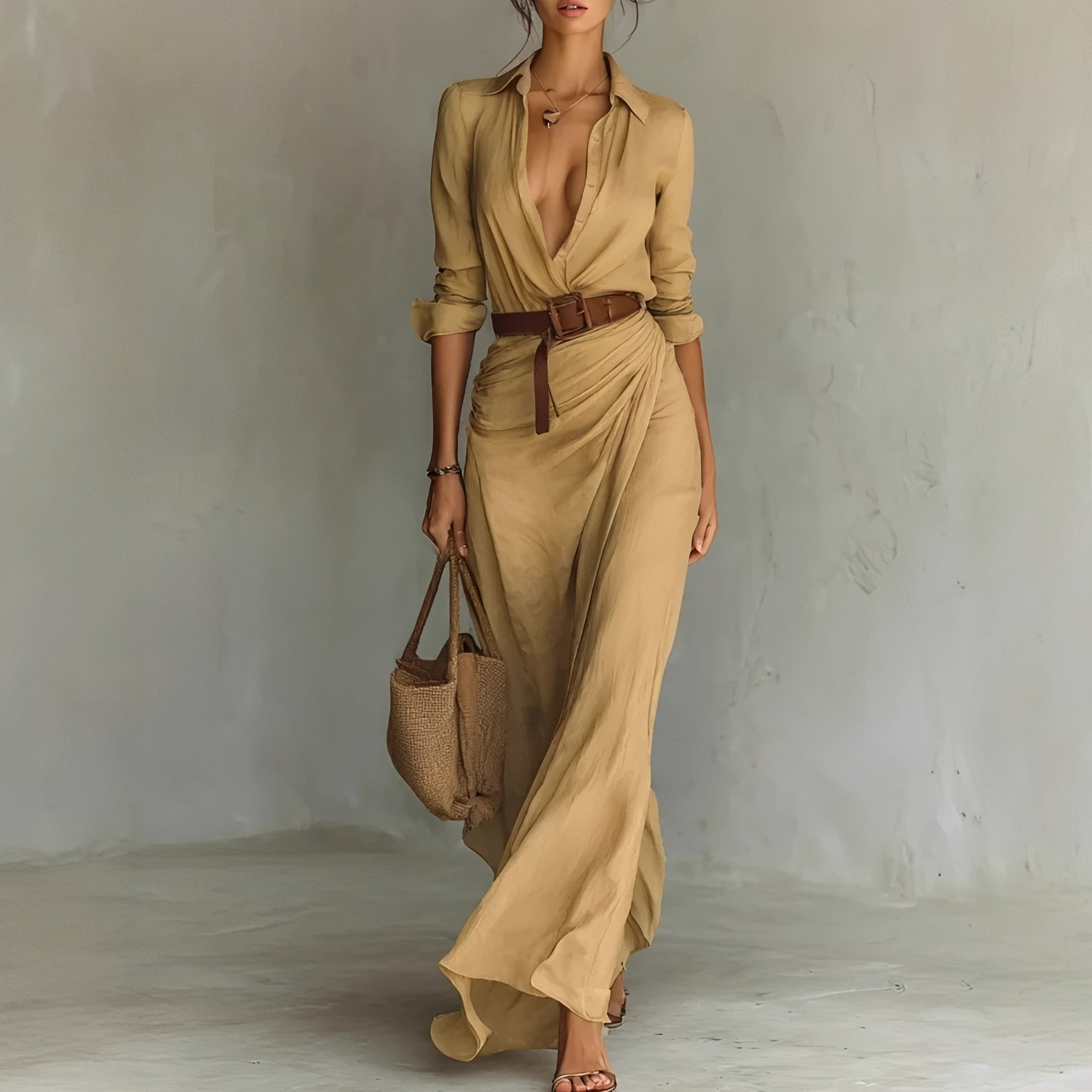 Hanny - Relaxed Maxi Dress with Waist Belt