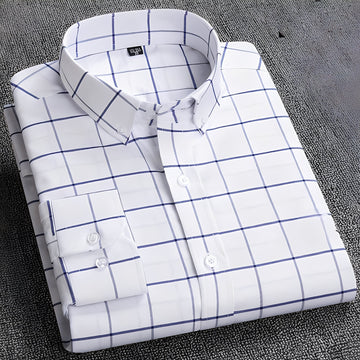 Jezriel - Stylish men's long sleeve plaid shirt