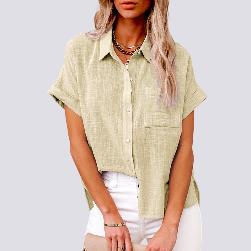 Nicole - Short Sleeve Blouse with Pockets