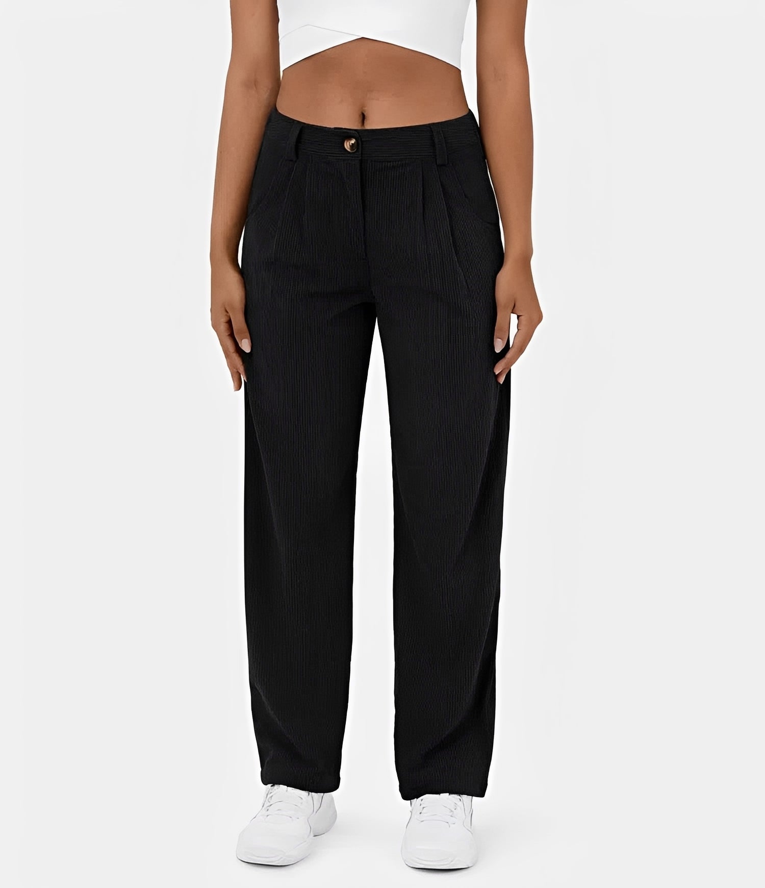 Liana - High-Waist Corduroy Casual Pants