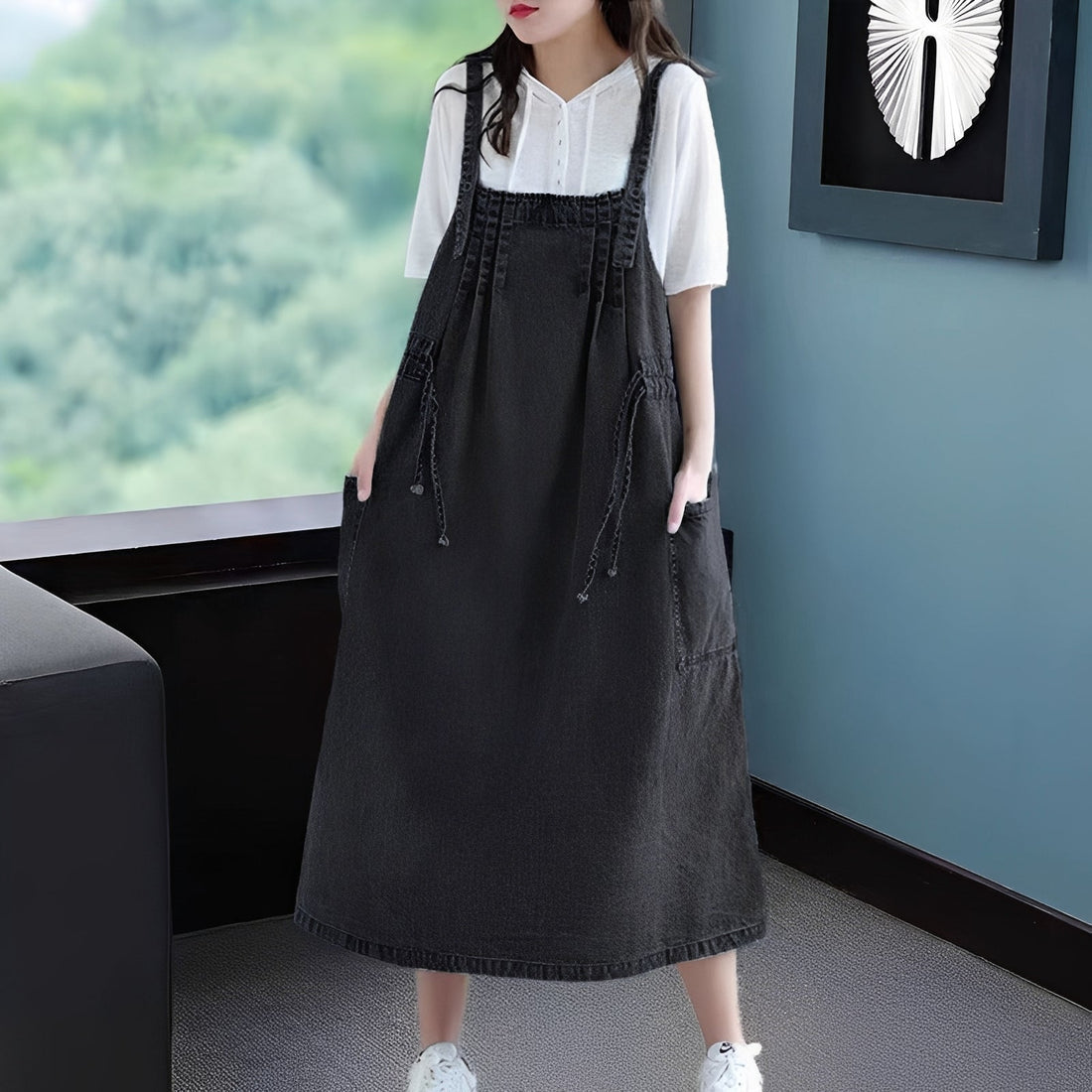 Antonia - Women's stylish oversized denim dress with pockets