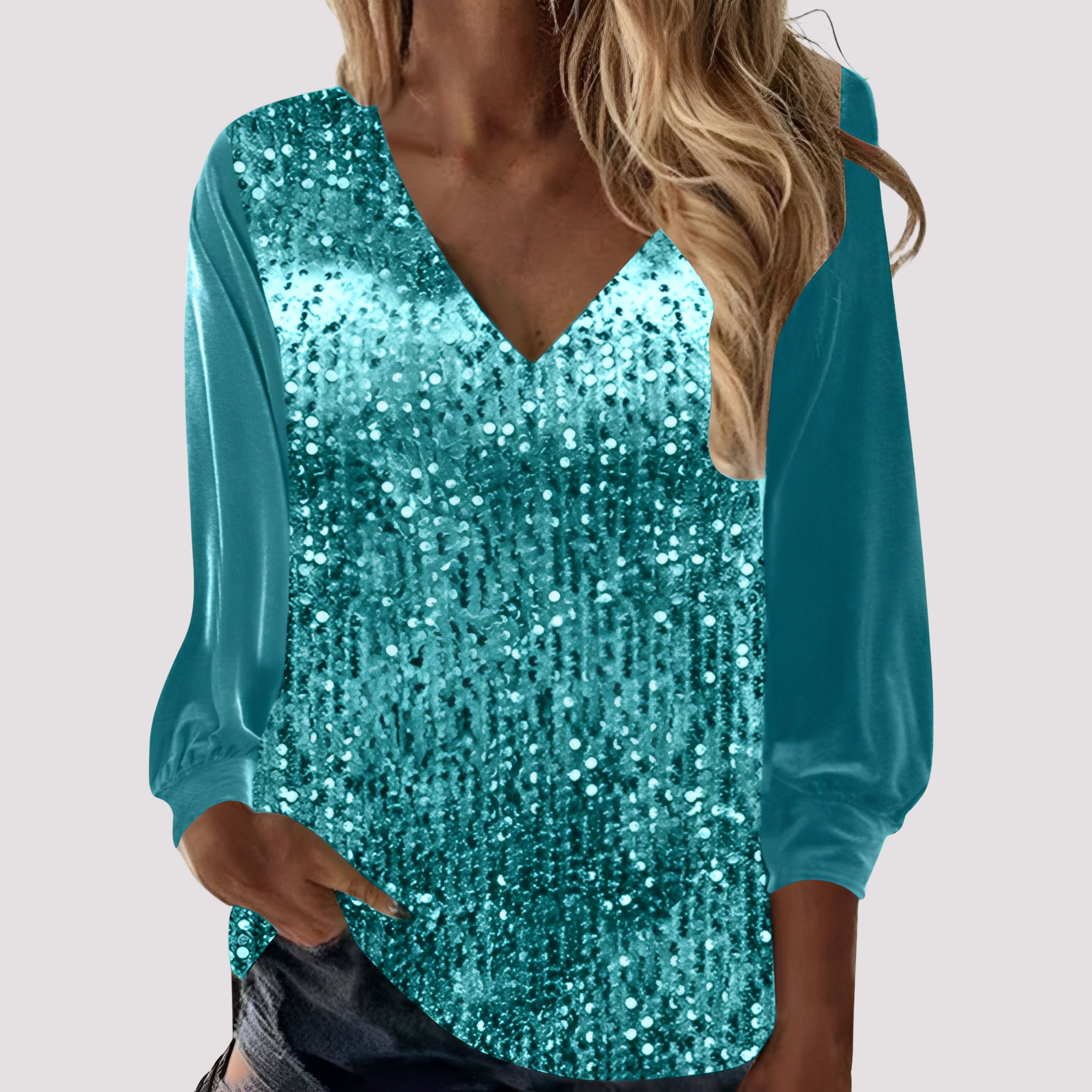 Hazel - Glittery Long-Sleeve Top