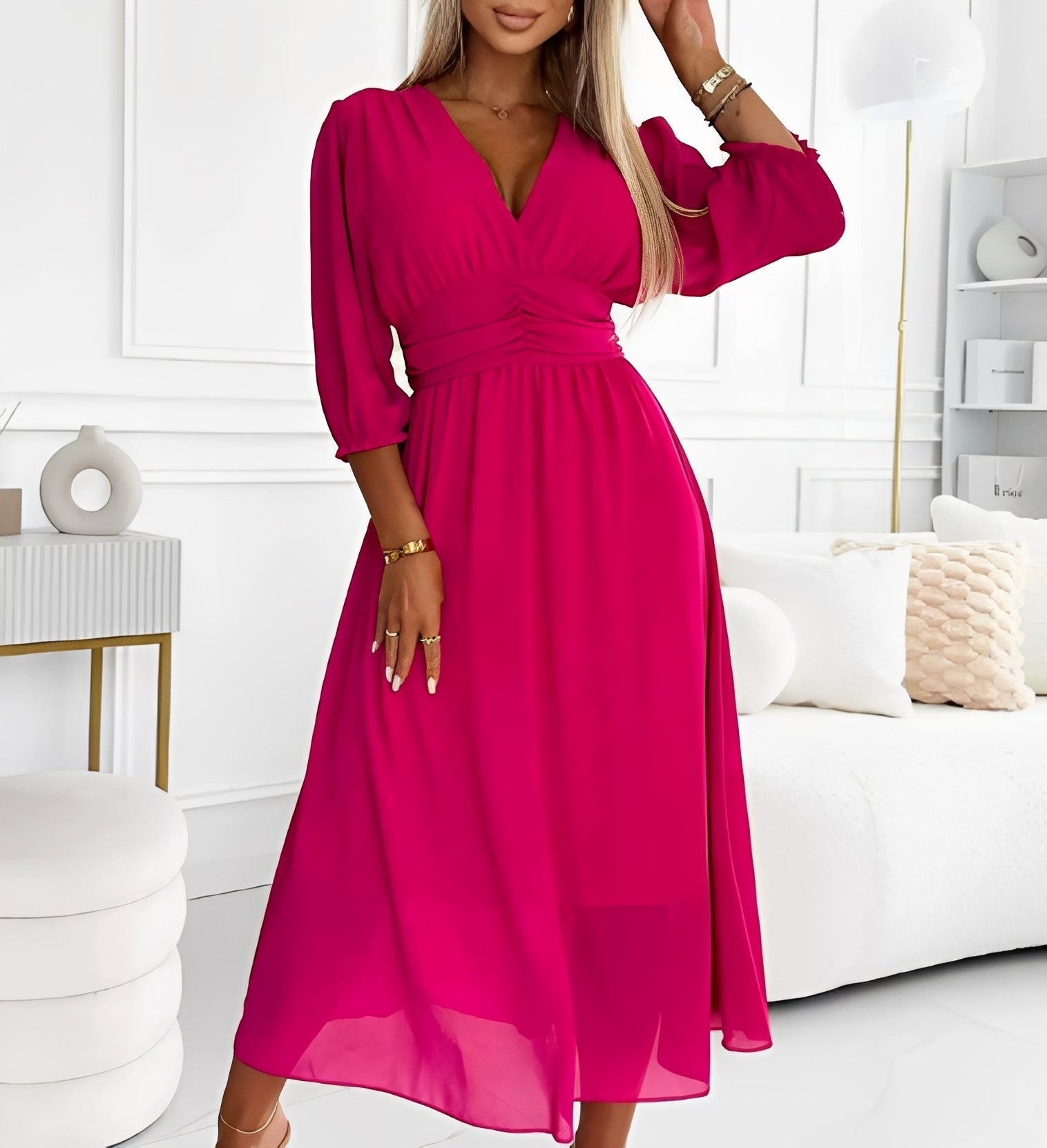 Aysha - Midi Dress with Extended Sleeves