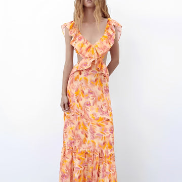 Hazel - Women's elegant dress with designs and frills