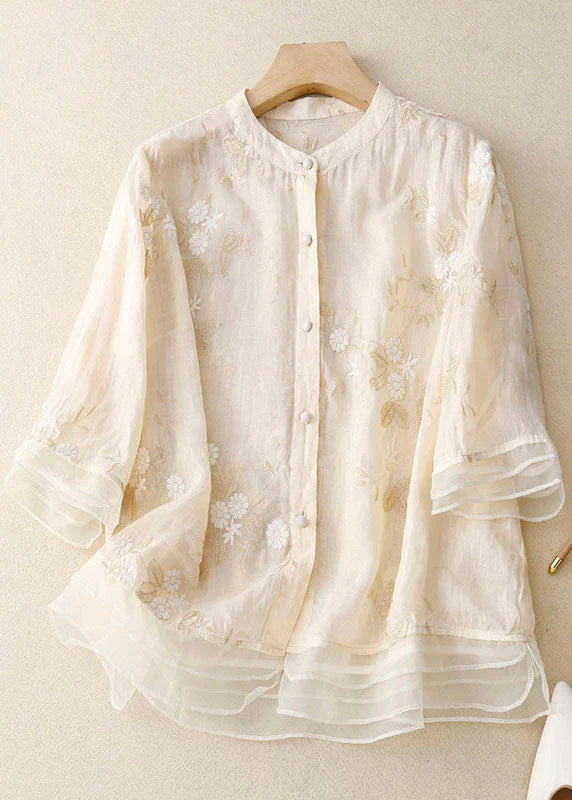 Kourtney – Elegant top featuring floral embroidery for women