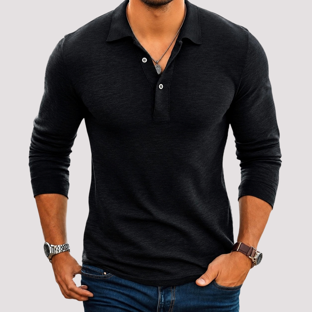 Jack - Casual Long Sleeve Polo Shirt