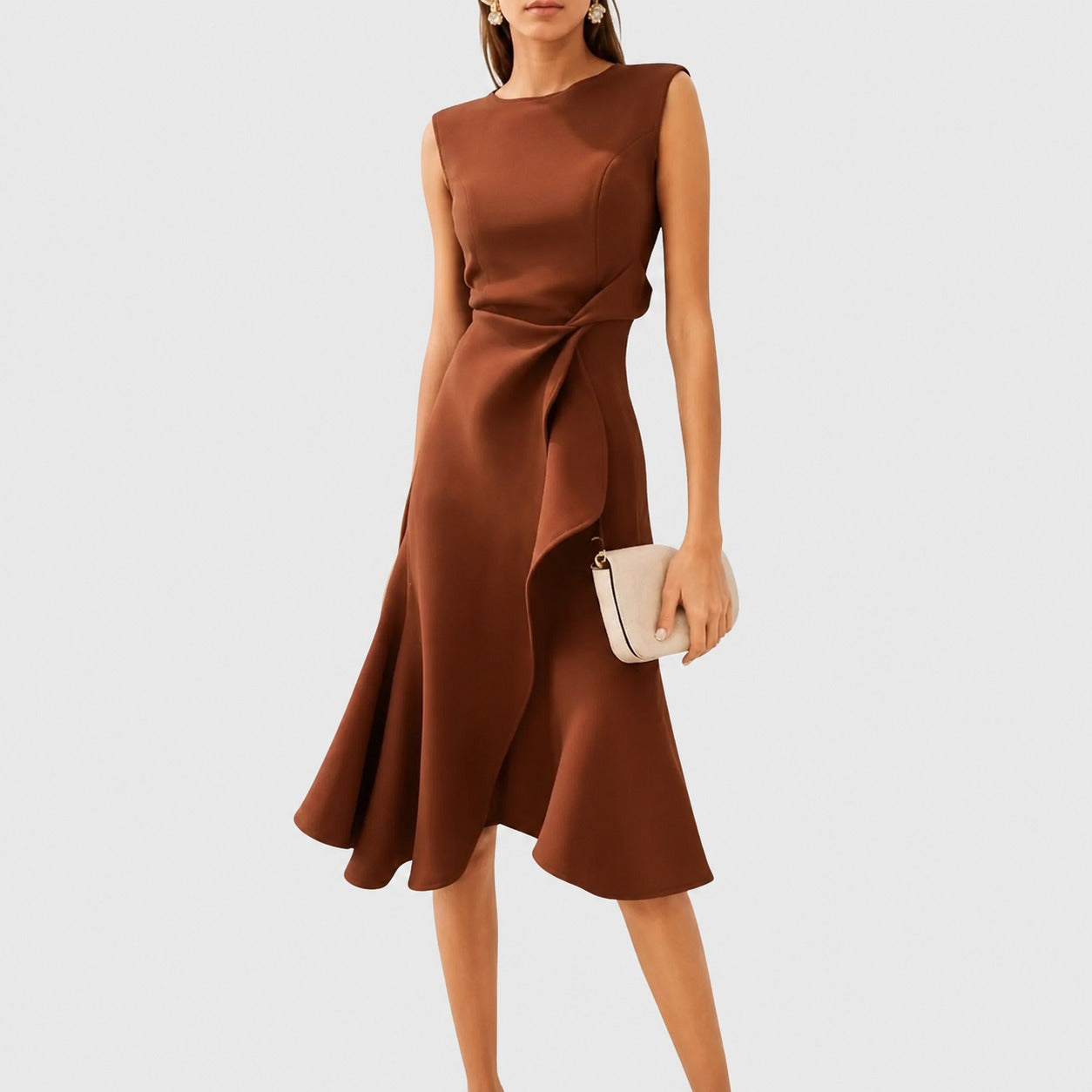 Stella - Stylish Midi Dress without Sleeves
