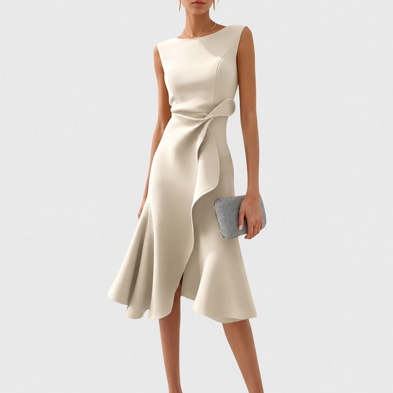 Stella - Stylish Midi Dress without Sleeves