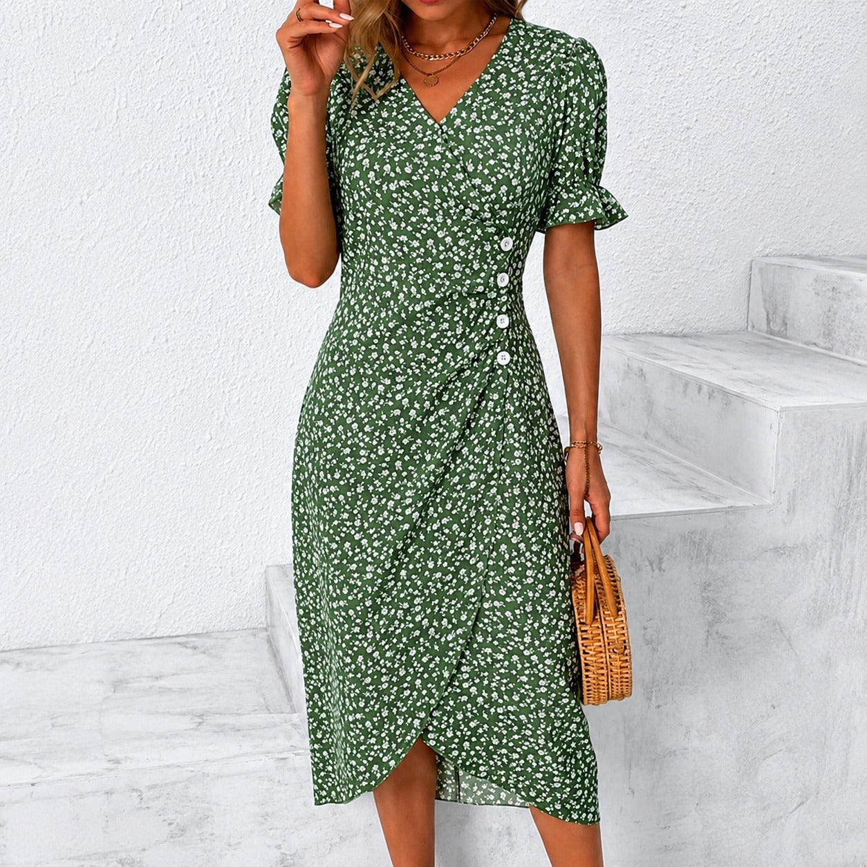 Gabriella - Stylish Floral Asymmetrical Dress