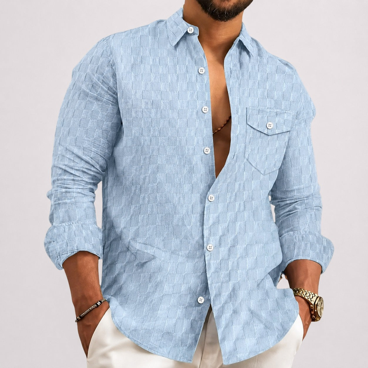 Walter - Stylish Patterned Long Sleeve Shirt