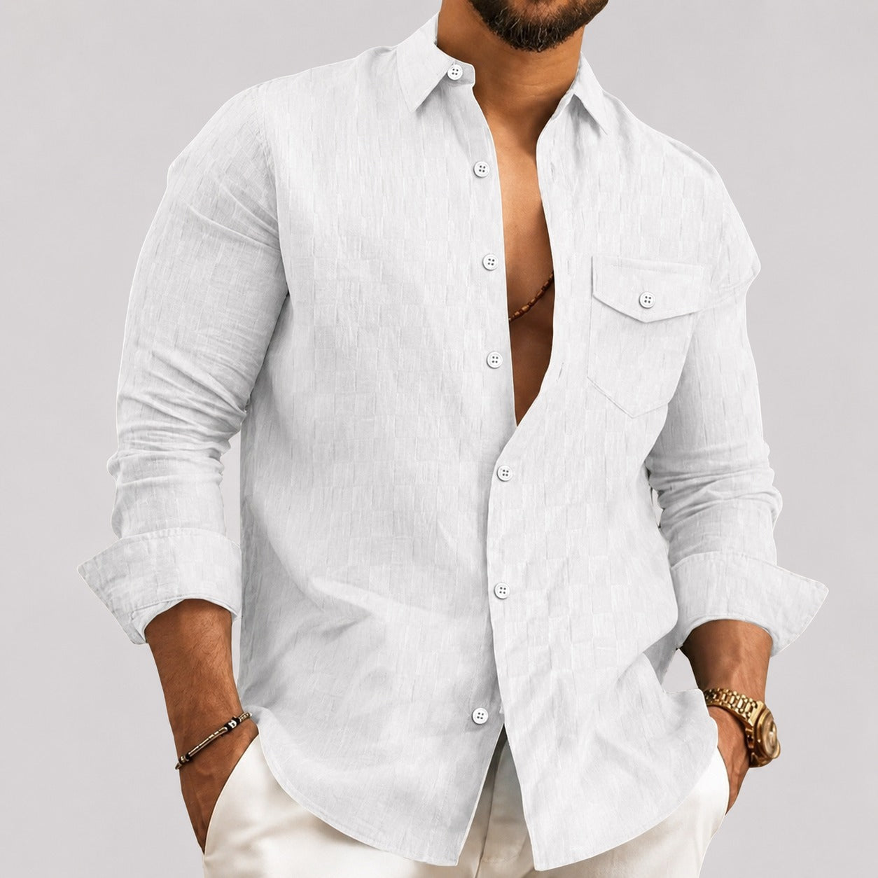 Walter - Stylish Patterned Long Sleeve Shirt