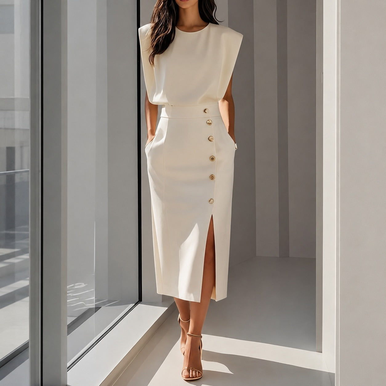 Ruth - Trendy Midi Dress with Slit