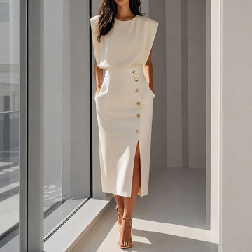 Ruth - Trendy Midi Dress with Slit