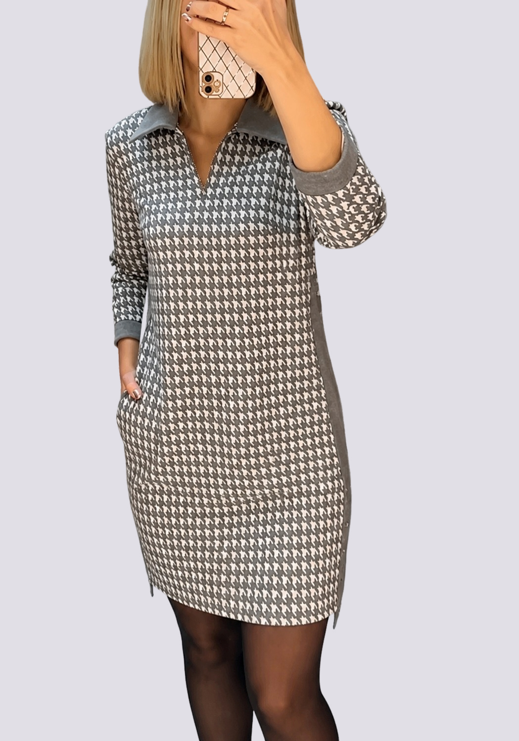 Saskia - Trendy Lapel Short Dress